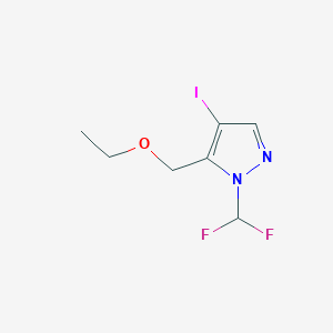 molecular formula C7H9F2IN2O B2946101 1-(difluoromethyl)-5-(ethoxymethyl)-4-iodo-1H-pyrazole CAS No. 1856023-55-6