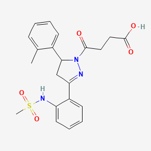 molecular formula C21H23N3O5S B2946107 4-[3-(2-methanesulfonamidophenyl)-5-(2-methylphenyl)-4,5-dihydro-1H-pyrazol-1-yl]-4-oxobutanoic acid CAS No. 923227-45-6