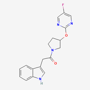 molecular formula C18H17FN4O2 B2946126 1-(3-((5-fluoropyrimidin-2-yl)oxy)pyrrolidin-1-yl)-2-(1H-indol-3-yl)ethanone CAS No. 2034476-28-1