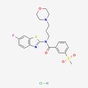 molecular formula C22H25ClFN3O4S2 B2946129 盐酸N-(6-氟苯并[d]噻唑-2-基)-3-(甲磺酰基)-N-(3-吗啉丙基)苯甲酰胺 CAS No. 1219146-83-4