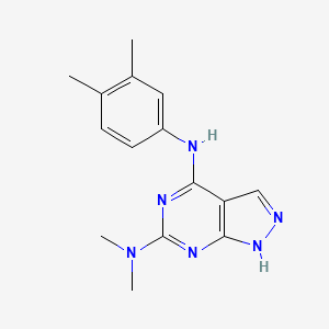 molecular formula C15H18N6 B2946130 N4-(3,4-dimethylphenyl)-N6,N6-dimethyl-1H-pyrazolo[3,4-d]pyrimidine-4,6-diamine CAS No. 1105225-61-3