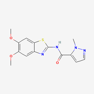 molecular formula C14H14N4O3S B2946142 N-(5,6-dimethoxybenzo[d]thiazol-2-yl)-1-methyl-1H-pyrazole-5-carboxamide CAS No. 1170390-86-9
