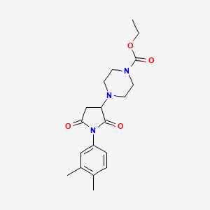 molecular formula C19H25N3O4 B2946172 Ethyl 4-[1-(3,4-dimethylphenyl)-2,5-dioxopyrrolidin-3-yl]piperazine-1-carboxylate CAS No. 838885-96-4