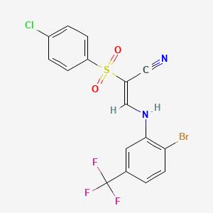 (E)-3-[2-bromo-5-(trifluoromethyl)anilino]-2-(4-chlorophenyl)sulfonylprop-2-enenitrile
