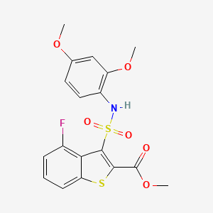 molecular formula C18H16FNO6S2 B2946176 Methyl 3-[(2,4-dimethoxyphenyl)sulfamoyl]-4-fluoro-1-benzothiophene-2-carboxylate CAS No. 932354-43-3