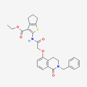 ethyl 2-(2-((2-benzyl-1-oxo-1,2,3,4-tetrahydroisoquinolin-5-yl)oxy)acetamido)-5,6-dihydro-4H-cyclopenta[b]thiophene-3-carboxylate