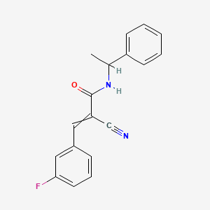 molecular formula C18H15FN2O B2946190 2-cyano-3-(3-fluorophenyl)-N-(1-phenylethyl)prop-2-enamide CAS No. 478017-78-6