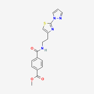 methyl 4-((2-(2-(1H-pyrazol-1-yl)thiazol-4-yl)ethyl)carbamoyl)benzoate