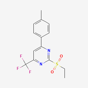 molecular formula C14H13F3N2O2S B2946207 2-(Ethylsulfonyl)-4-(4-methylphenyl)-6-(trifluoromethyl)pyrimidine CAS No. 832737-37-8