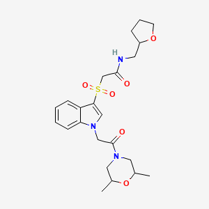 2-((1-(2-(2,6-dimethylmorpholino)-2-oxoethyl)-1H-indol-3-yl)sulfonyl)-N-((tetrahydrofuran-2-yl)methyl)acetamide