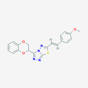 molecular formula C20H16N4O3S B294621 3-(2,3-dihydro-1,4-benzodioxin-2-yl)-6-[(E)-2-(4-methoxyphenyl)ethenyl][1,2,4]triazolo[3,4-b][1,3,4]thiadiazole 