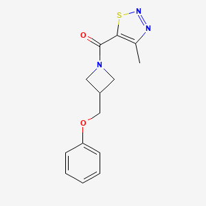 molecular formula C14H15N3O2S B2946221 (4-甲基-1,2,3-噻二唑-5-基)(3-(苯氧甲基)氮杂环丁-1-基)甲酮 CAS No. 2034586-44-0