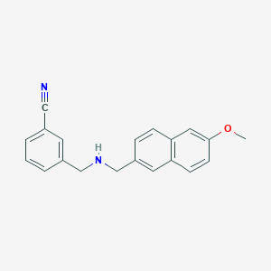 molecular formula C20H18N2O B2946222 3-[[(6-Methoxynaphthalen-2-yl)methylamino]methyl]benzonitrile CAS No. 1209782-63-7