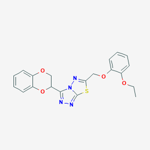 molecular formula C20H18N4O4S B294624 3-(2,3-Dihydro-1,4-benzodioxin-2-yl)-6-[(2-ethoxyphenoxy)methyl][1,2,4]triazolo[3,4-b][1,3,4]thiadiazole 