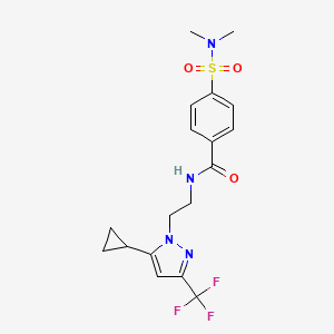 molecular formula C18H21F3N4O3S B2946240 N-(2-(5-cyclopropyl-3-(trifluoromethyl)-1H-pyrazol-1-yl)ethyl)-4-(N,N-dimethylsulfamoyl)benzamide CAS No. 1797665-98-5