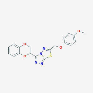 molecular formula C19H16N4O4S B294625 3-(2,3-Dihydro-1,4-benzodioxin-2-yl)-6-[(4-methoxyphenoxy)methyl][1,2,4]triazolo[3,4-b][1,3,4]thiadiazole 