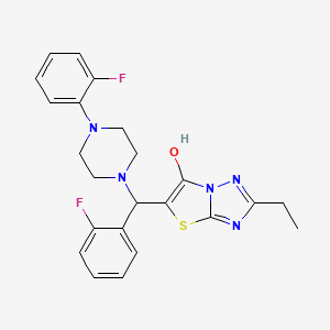 molecular formula C23H23F2N5OS B2946256 2-Ethyl-5-((2-fluorophenyl)(4-(2-fluorophenyl)piperazin-1-yl)methyl)thiazolo[3,2-b][1,2,4]triazol-6-ol CAS No. 887219-95-6