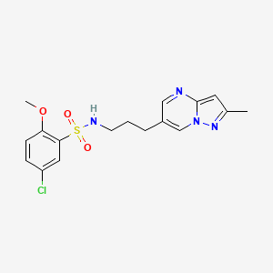 molecular formula C17H19ClN4O3S B2946257 5-氯-2-甲氧基-N-(3-(2-甲基吡唑并[1,5-a]嘧啶-6-基)丙基)苯磺酰胺 CAS No. 1797982-32-1