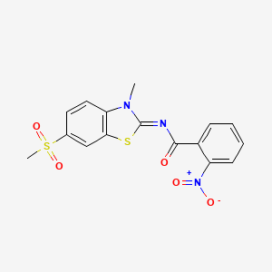 molecular formula C16H13N3O5S2 B2946265 (Z)-N-(3-methyl-6-(methylsulfonyl)benzo[d]thiazol-2(3H)-ylidene)-2-nitrobenzamide CAS No. 1164539-54-1