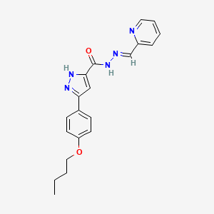 (E)-3-(4-butoxyphenyl)-N'-(pyridin-2-ylmethylene)-1H-pyrazole-5-carbohydrazide