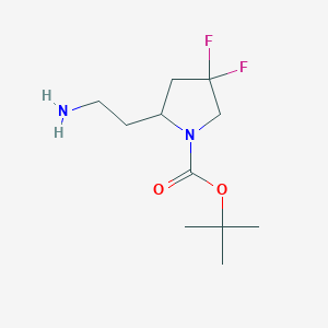 molecular formula C11H20F2N2O2 B2946284 Tert-butyl 2-(2-aminoethyl)-4,4-difluoropyrrolidine-1-carboxylate CAS No. 2357708-75-7
