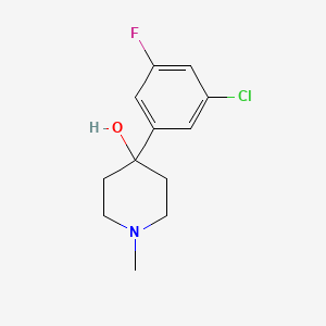 molecular formula C12H15ClFNO B2946290 4-(3-Chloro-5-fluorophenyl)-4-hydroxy-1-methylpiperidine CAS No. 1198285-73-2