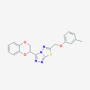 molecular formula C19H16N4O3S B294630 3-(2,3-Dihydro-1,4-benzodioxin-2-yl)-6-[(3-methylphenoxy)methyl][1,2,4]triazolo[3,4-b][1,3,4]thiadiazole 
