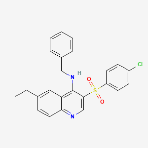 N-benzyl-3-((4-chlorophenyl)sulfonyl)-6-ethylquinolin-4-amine