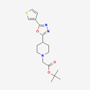 molecular formula C17H23N3O3S B2946303 Tert-butyl 2-(4-(5-(thiophen-3-yl)-1,3,4-oxadiazol-2-yl)piperidin-1-yl)acetate CAS No. 1448054-69-0