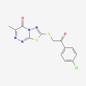 molecular formula C13H9ClN4O2S2 B2946304 7-[2-(4-Chlorophenyl)-2-oxoethyl]sulfanyl-3-methyl-[1,3,4]thiadiazolo[2,3-c][1,2,4]triazin-4-one CAS No. 869074-86-2