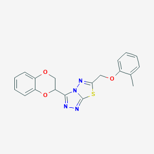 molecular formula C19H16N4O3S B294631 3-(2,3-Dihydro-1,4-benzodioxin-2-yl)-6-[(2-methylphenoxy)methyl][1,2,4]triazolo[3,4-b][1,3,4]thiadiazole 