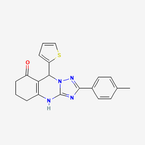 molecular formula C20H18N4OS B2946315 9-(thiophen-2-yl)-2-(p-tolyl)-5,6,7,9-tetrahydro-[1,2,4]triazolo[5,1-b]quinazolin-8(4H)-one CAS No. 539839-92-4