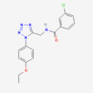 molecular formula C17H16ClN5O2 B2946317 3-chloro-N-((1-(4-ethoxyphenyl)-1H-tetrazol-5-yl)methyl)benzamide CAS No. 1005292-26-1