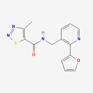 N-((2-(furan-2-yl)pyridin-3-yl)methyl)-4-methyl-1,2,3-thiadiazole-5-carboxamide