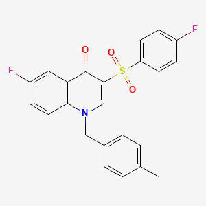 molecular formula C23H17F2NO3S B2946331 6-Fluoro-3-(4-fluorophenyl)sulfonyl-1-[(4-methylphenyl)methyl]quinolin-4-one CAS No. 866810-03-9
