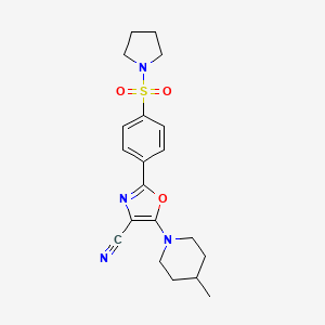 5-(4-Methylpiperidin-1-yl)-2-[4-(pyrrolidin-1-ylsulfonyl)phenyl]-1,3-oxazole-4-carbonitrile
