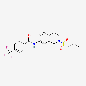 molecular formula C20H21F3N2O3S B2946348 N-(2-(propylsulfonyl)-1,2,3,4-tetrahydroisoquinolin-7-yl)-4-(trifluoromethyl)benzamide CAS No. 954707-99-4