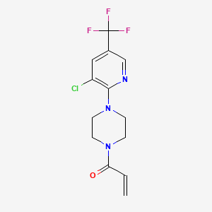 molecular formula C13H13ClF3N3O B2946363 1-{4-[3-Chloro-5-(trifluoromethyl)-2-pyridinyl]piperazino}-2-propen-1-one CAS No. 339102-22-6
