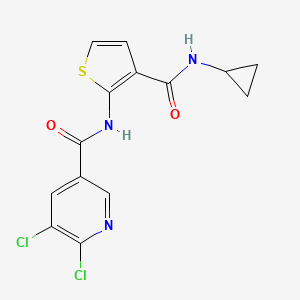 molecular formula C14H11Cl2N3O2S B2946373 5,6-dichloro-N-[3-(cyclopropylcarbamoyl)thiophen-2-yl]pyridine-3-carboxamide CAS No. 1387889-78-2