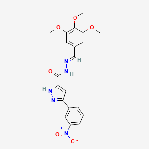 molecular formula C20H19N5O6 B2946376 3-(3-Nitrophenyl)-N'-(3,4,5-trimethoxybenzylidene)-1H-pyrazole-5-carbohydrazide CAS No. 1285518-53-7