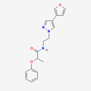 molecular formula C18H19N3O3 B2946377 N-(2-(4-(furan-3-yl)-1H-pyrazol-1-yl)ethyl)-2-phenoxypropanamide CAS No. 2034377-07-4