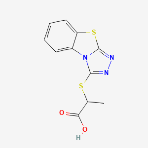 molecular formula C11H9N3O2S2 B2946378 2-([1,2,4]Triazolo[3,4-b][1,3]benzothiazol-3-ylthio)propanoic acid CAS No. 704875-01-4