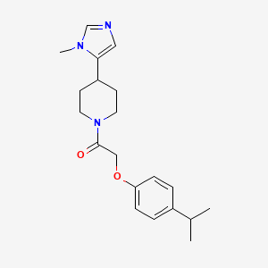 molecular formula C20H27N3O2 B2946383 1-[4-(3-Methylimidazol-4-yl)piperidin-1-yl]-2-(4-propan-2-ylphenoxy)ethanone CAS No. 2320379-64-2