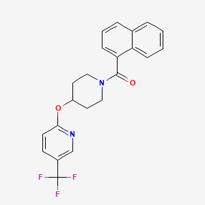molecular formula C22H19F3N2O2 B2946397 Naphthalen-1-yl(4-((5-(trifluoromethyl)pyridin-2-yl)oxy)piperidin-1-yl)methanone CAS No. 1421500-97-1