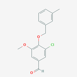 molecular formula C16H15ClO3 B2946398 3-Chloro-5-methoxy-4-[(3-methylbenzyl)oxy]benzaldehyde CAS No. 428497-11-4