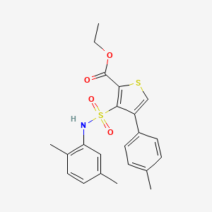 molecular formula C22H23NO4S2 B2946402 Ethyl 3-[(2,5-dimethylphenyl)sulfamoyl]-4-(4-methylphenyl)thiophene-2-carboxylate CAS No. 946384-68-5