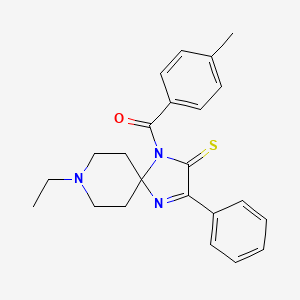 B2946409 (8-Ethyl-3-phenyl-2-thioxo-1,4,8-triazaspiro[4.5]dec-3-en-1-yl)(p-tolyl)methanone CAS No. 872199-73-0