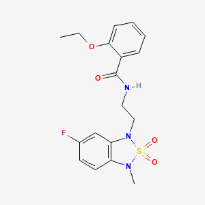 molecular formula C18H20FN3O4S B2946417 2-ethoxy-N-(2-(6-fluoro-3-methyl-2,2-dioxidobenzo[c][1,2,5]thiadiazol-1(3H)-yl)ethyl)benzamide CAS No. 2034593-16-1