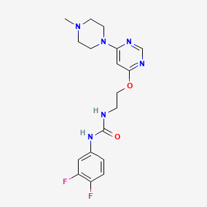 molecular formula C18H22F2N6O2 B2946418 1-(3,4-Difluorophenyl)-3-(2-((6-(4-methylpiperazin-1-yl)pyrimidin-4-yl)oxy)ethyl)urea CAS No. 1172077-51-8