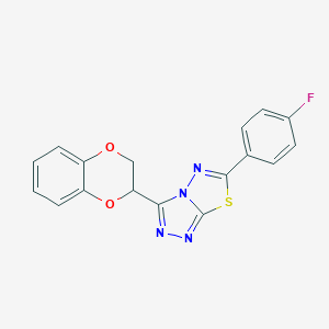 molecular formula C17H11FN4O2S B294642 3-(2,3-Dihydro-1,4-benzodioxin-3-yl)-6-(4-fluorophenyl)-[1,2,4]triazolo[3,4-b][1,3,4]thiadiazole 